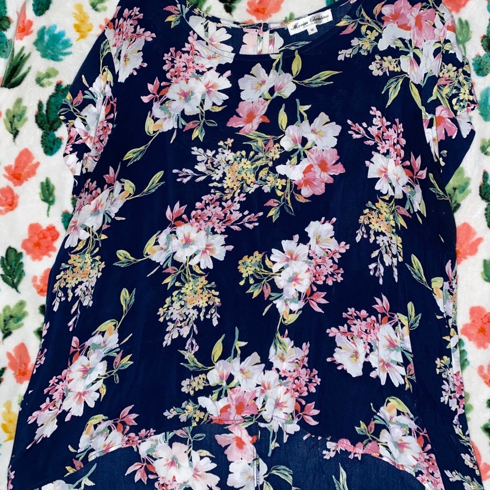 Blue flowered blouse